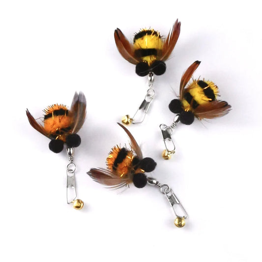 2/4pcs Plush Feather Bee Cat Toy Pendant - ProPawPet.com