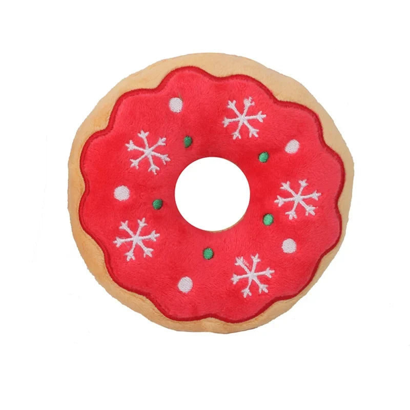 Dog Plush Noise Chewing Plaything Santa Elk Gingerbread Man Donut – Dog Supplies