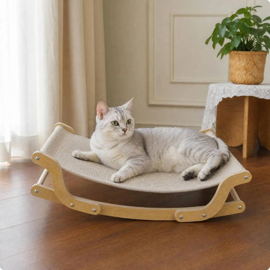 Cat Rocking Bed Basket Weave Wooden Cat - ProPawPet.com