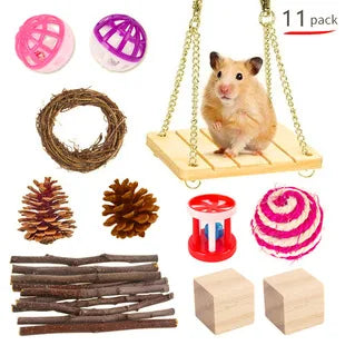 Pet Toys Hamster Rabbit Dutch Pig Parrot Channel Play Wooden – 2 Colors