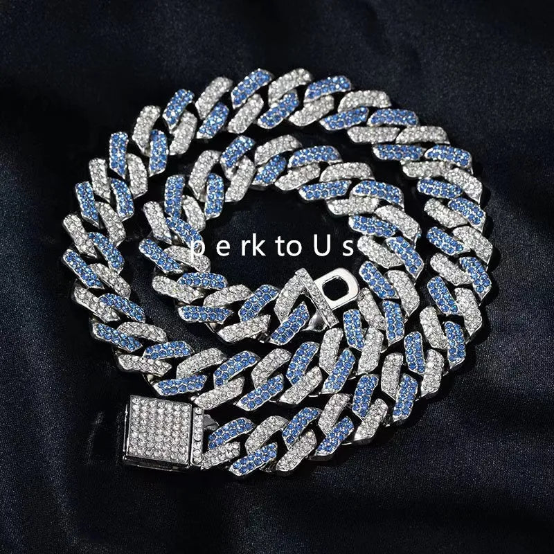 14mm Pink Blue Lab Diamond Dog Cuban Chain - ProPawPet.com
