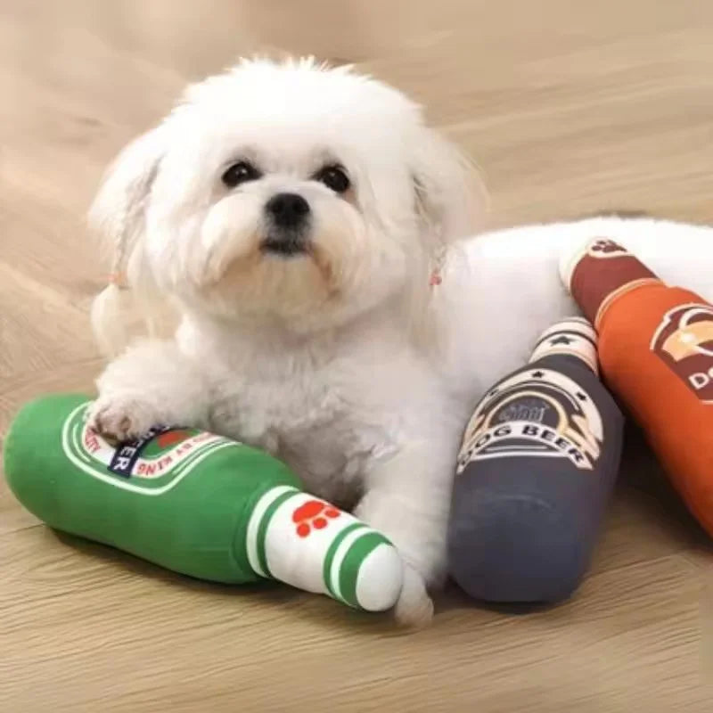 Realistic Beer Plush Dog Toy Squeaky BB - ProPawPet.com