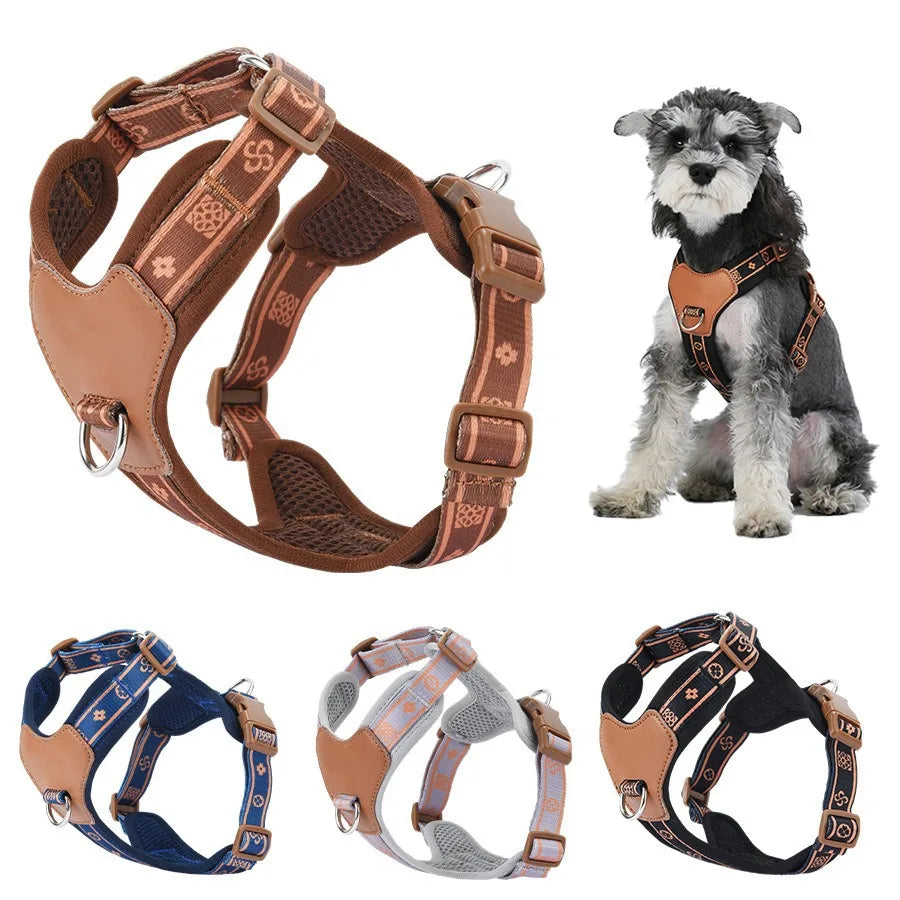 No-pull dog harness with reflective trim