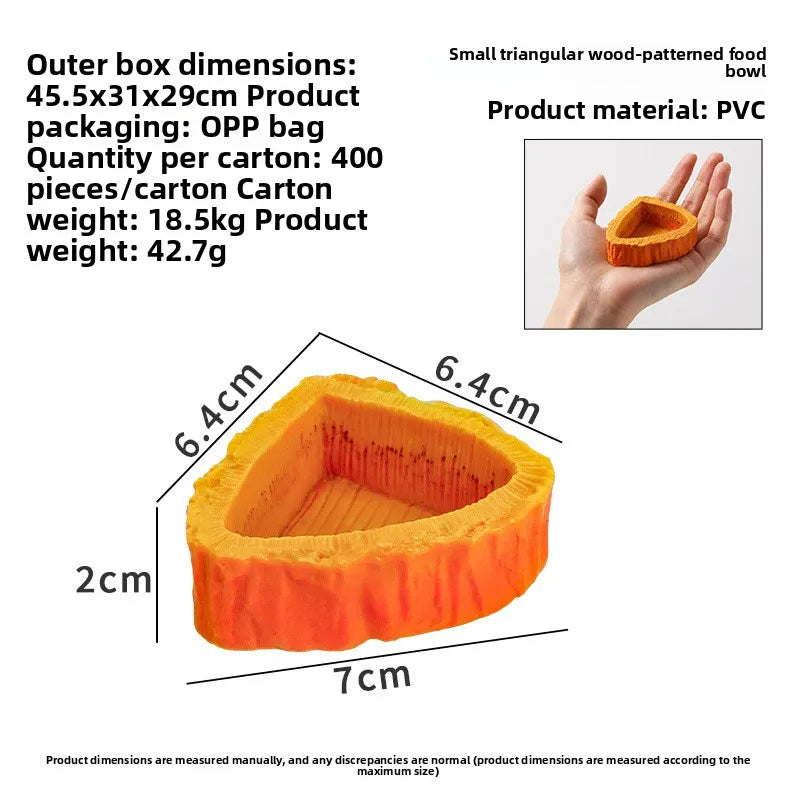 Reptile Corner Hideout & Feeding Dish, PVC Rock Decor Basking – 2 Colors