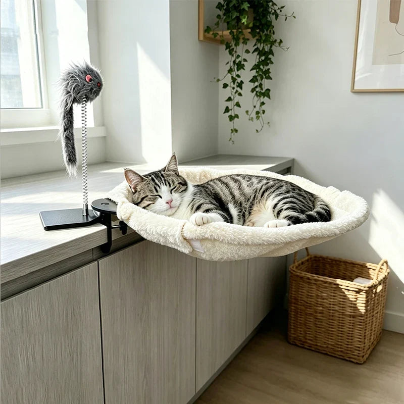 Adjustable Cat Hammock Desk Bed with Toy - ProPawPet.com