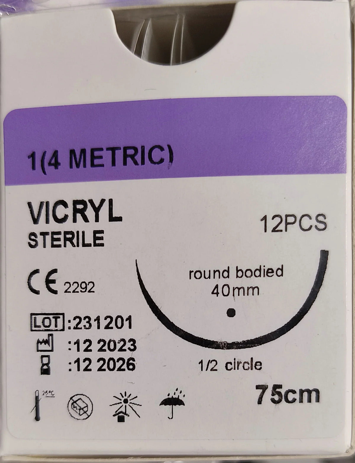 12Pcs 75cm Surgical Suture Vicryl 1 0 2/0 - ProPawPet.com