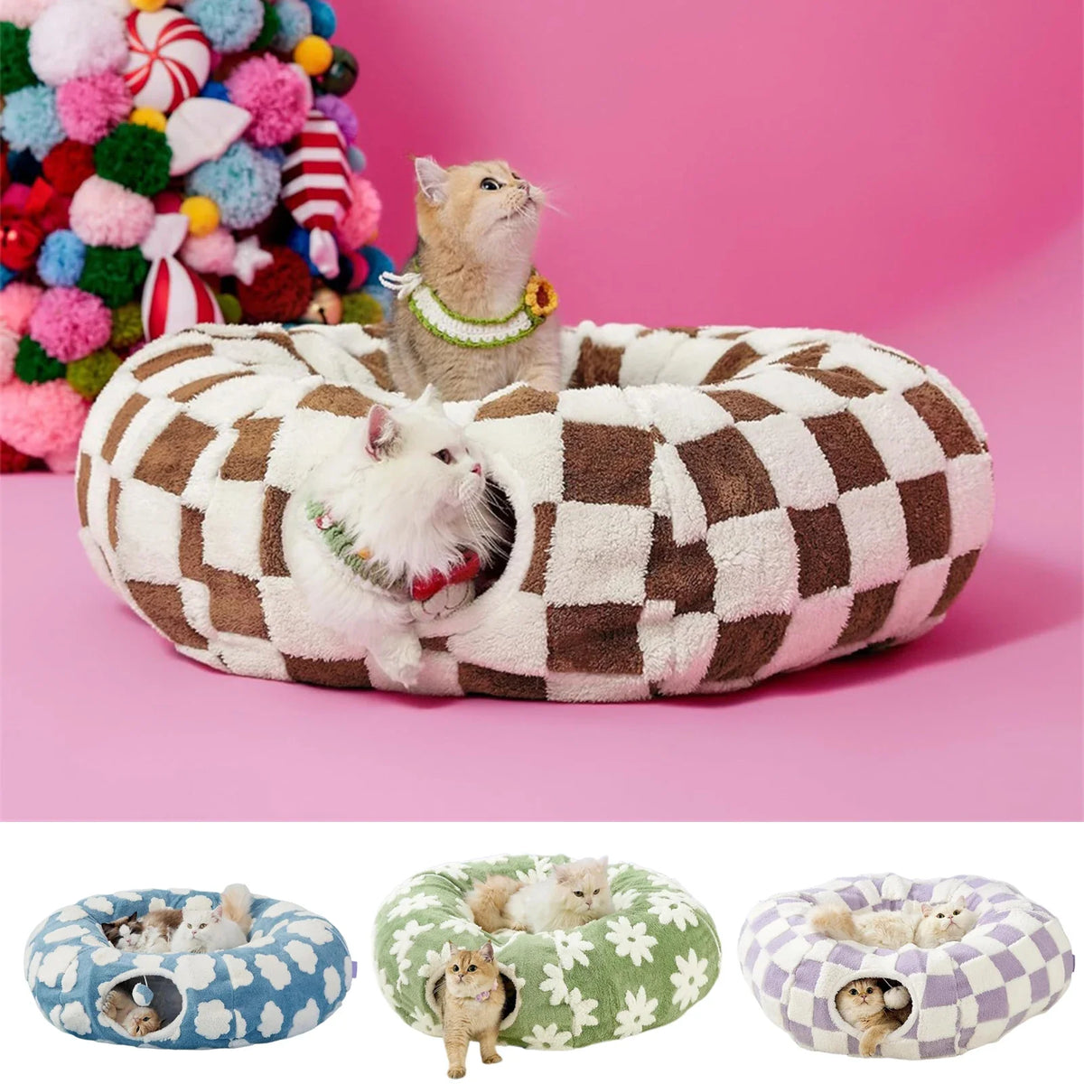 2 in 1 Dachshund Tunnels Cat Bed Flower - ProPawPet.com