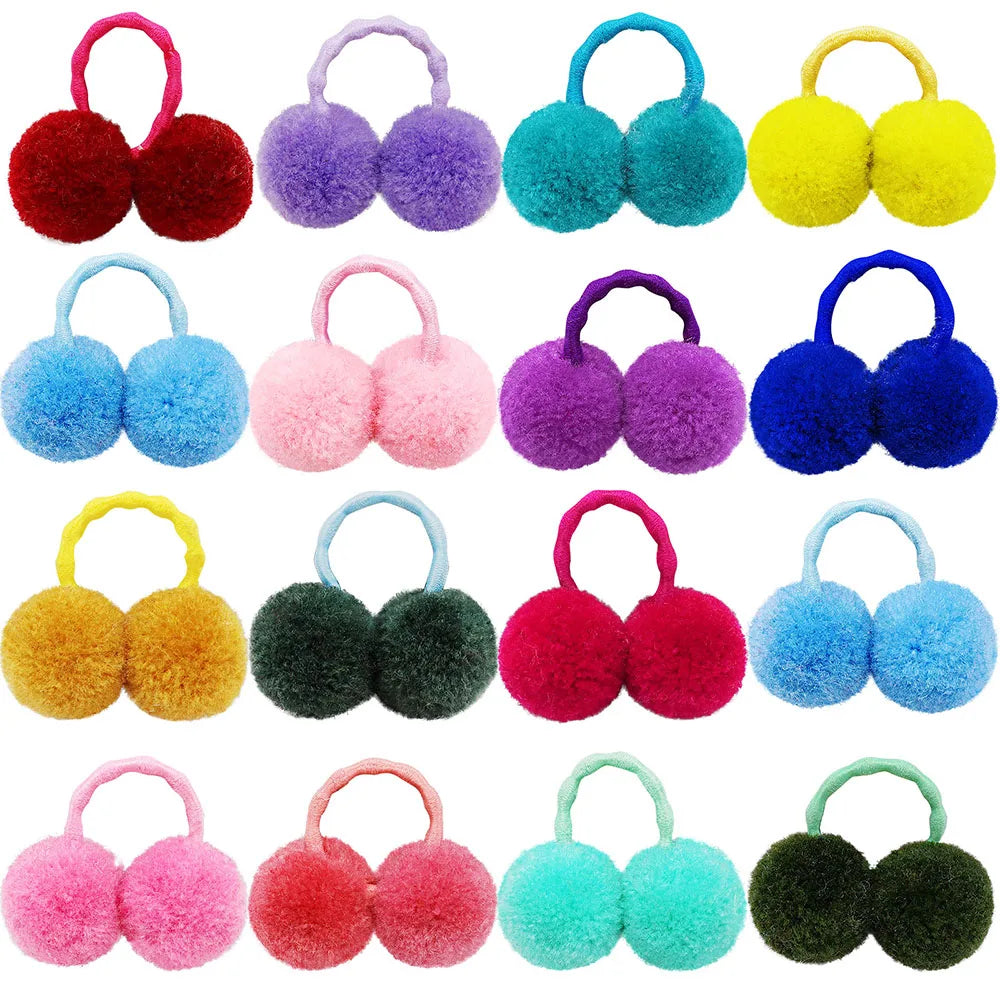20 Pet Hair Accessories Colourful Plush Ball – 2 Sizes