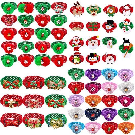 50/100PCS Christmas Pet Dog Bowties Cartoon - ProPawPet.com