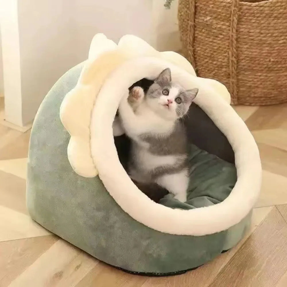 Cute Cushion Cat Sleeping Beds Semi Enclosed - ProPawPet.com