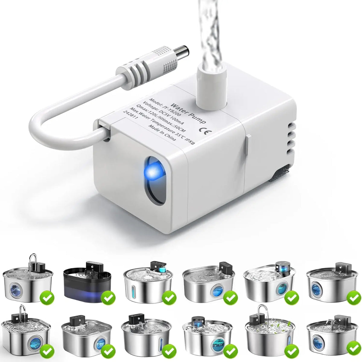 Cat Fountain Replacement Pump, LED Auto - ProPawPet.com
