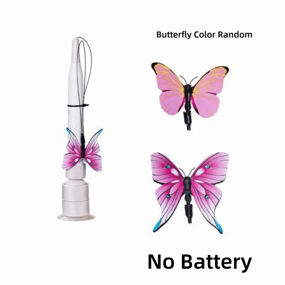 Interactive Switchable Butterfly Pattern Cat Teasing Stick Self Hilarity