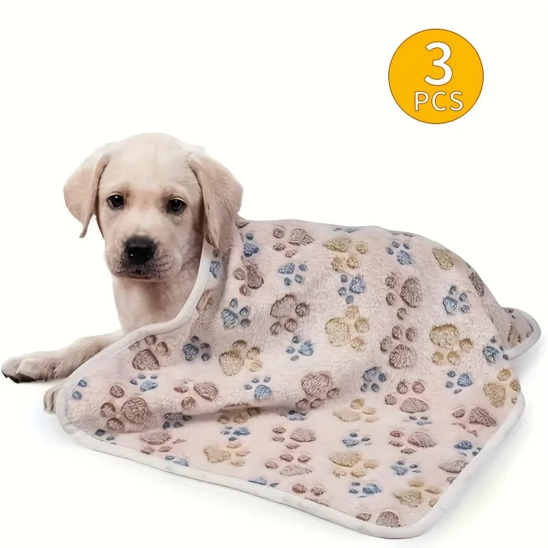 3pcs Flannel Pet Blanket Set with Cute Paw - ProPawPet.com