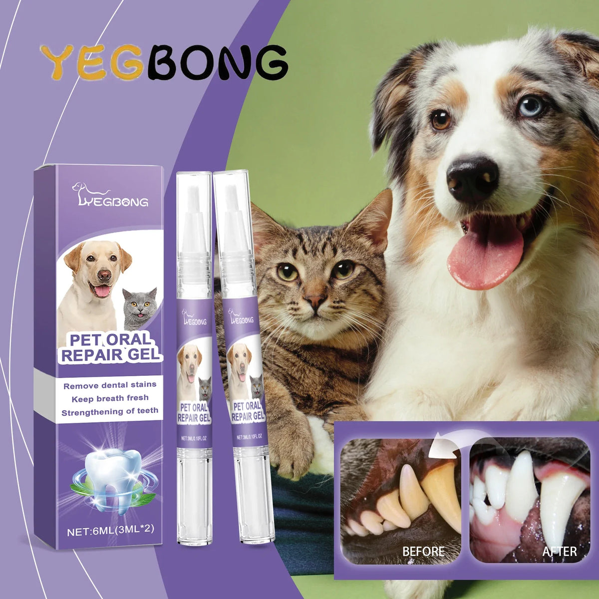 YEGBONG 2PCS Pet Oral Care Gel Bad Breath - ProPawPet.com