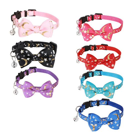 New Pet Collar with Bell Gold Plated Ribbon - ProPawPet.com