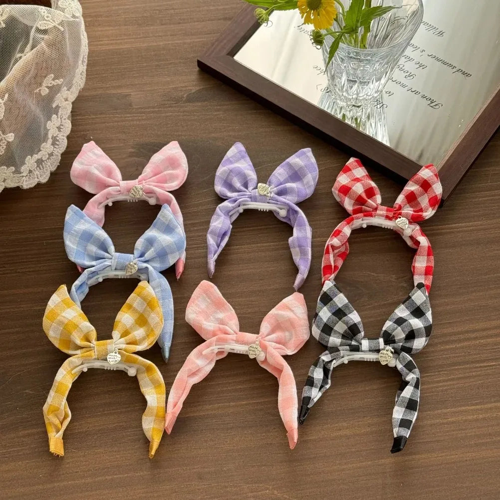 Gingham Plaid Bow Pet Hair Clip with Star - ProPawPet.com