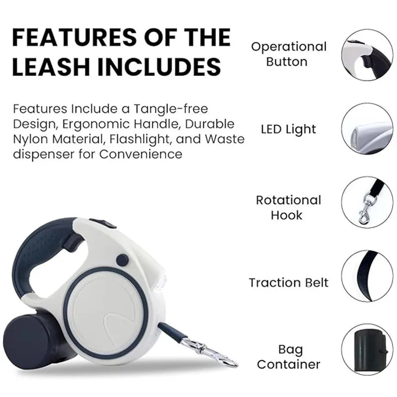 Retractable Dog Fancy Leash with Flashlight - ProPawPet.com