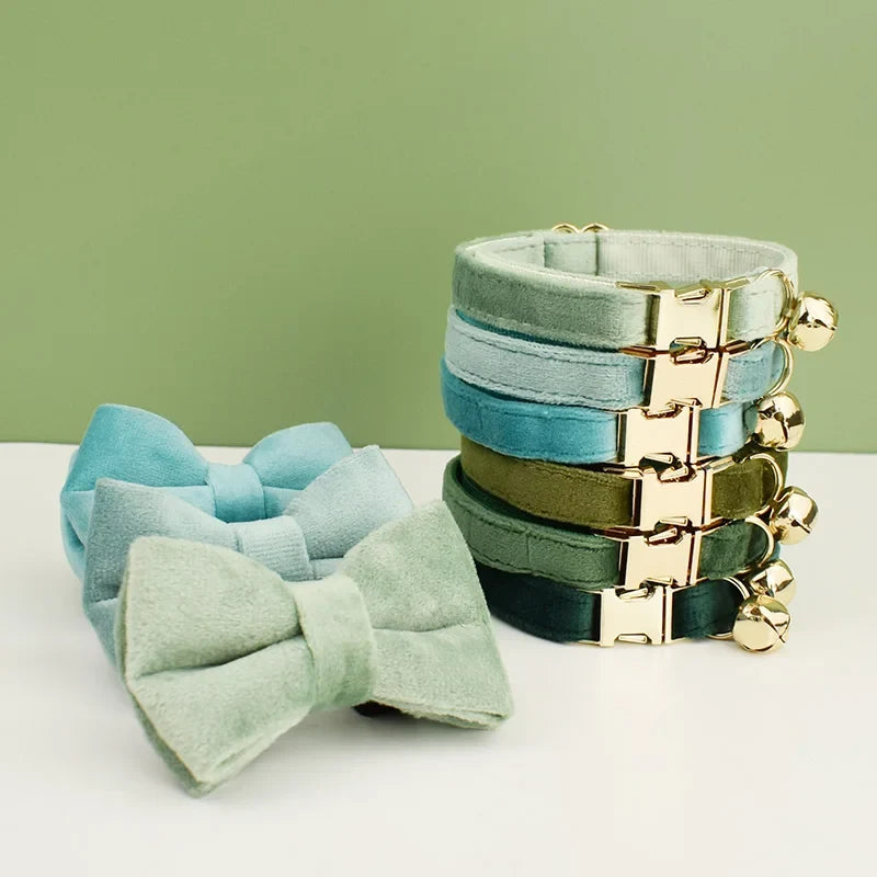 Velvet Cat Collar Bowknot Personalized - ProPawPet.com