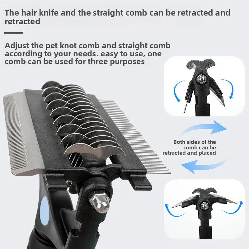 3‑In‑1 Pet Deshedding Brush, Dog Cat Fur - ProPawPet.com