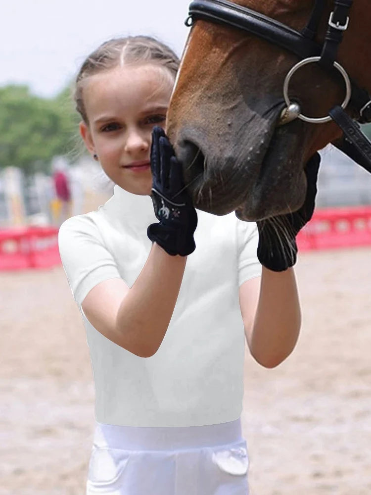 MXLLINA Girls Equestrian Short Sleeves Tops - ProPawPet.com