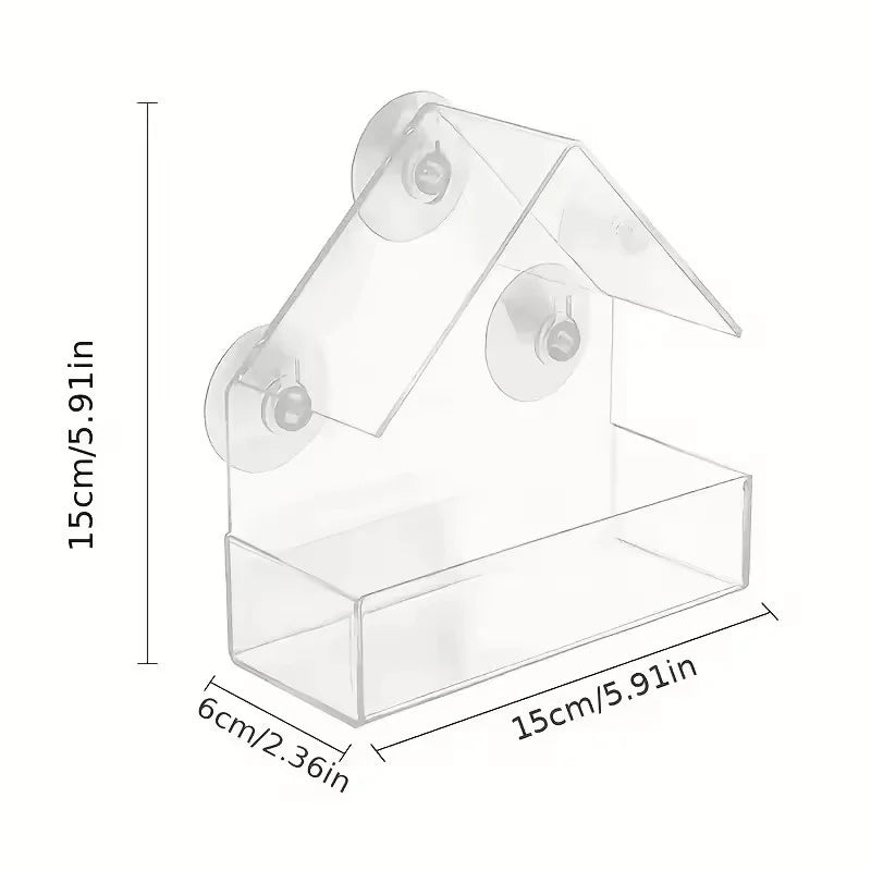 1A- Bird Food Feeder Clear Window Outside Hanging