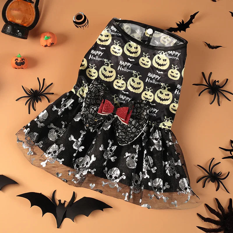 Cute Pet Halloween Ghost Pumpkin Skirt Dress - ProPawPet.com