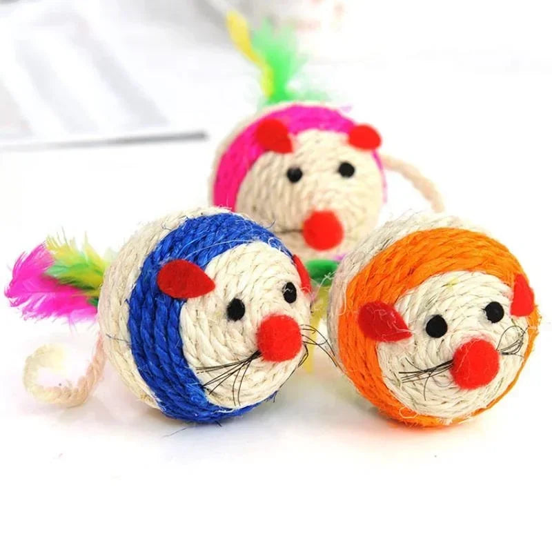 1Pc Funny Pet Cat Toy Ball Sisal Feather - ProPawPet.com