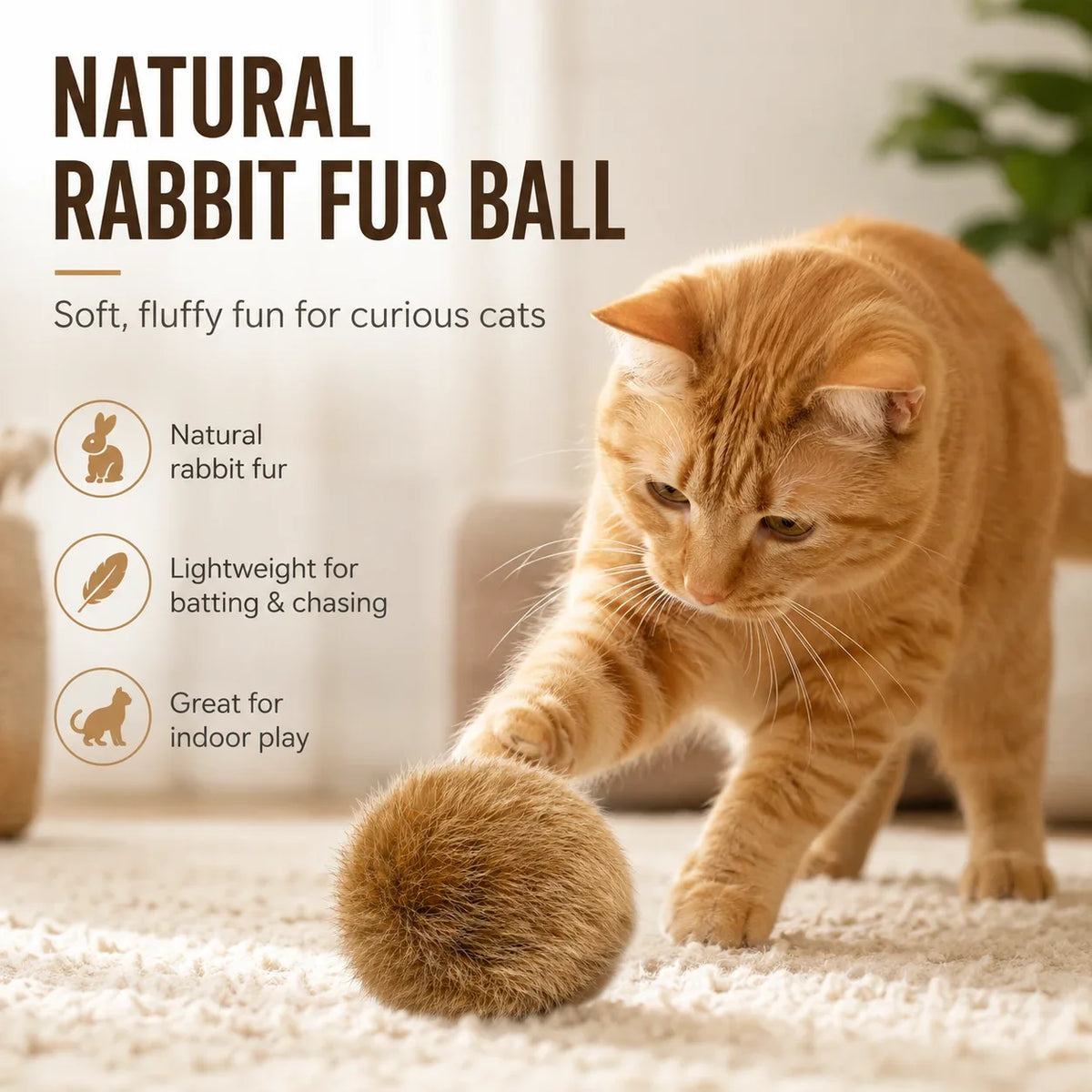 2/3pcs Natural Rabbit Fur Ball Cat Toy - ProPawPet.com