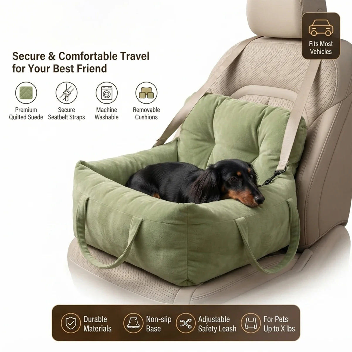 New Pet Car Safety Seat Bed Pad Removable - ProPawPet.com