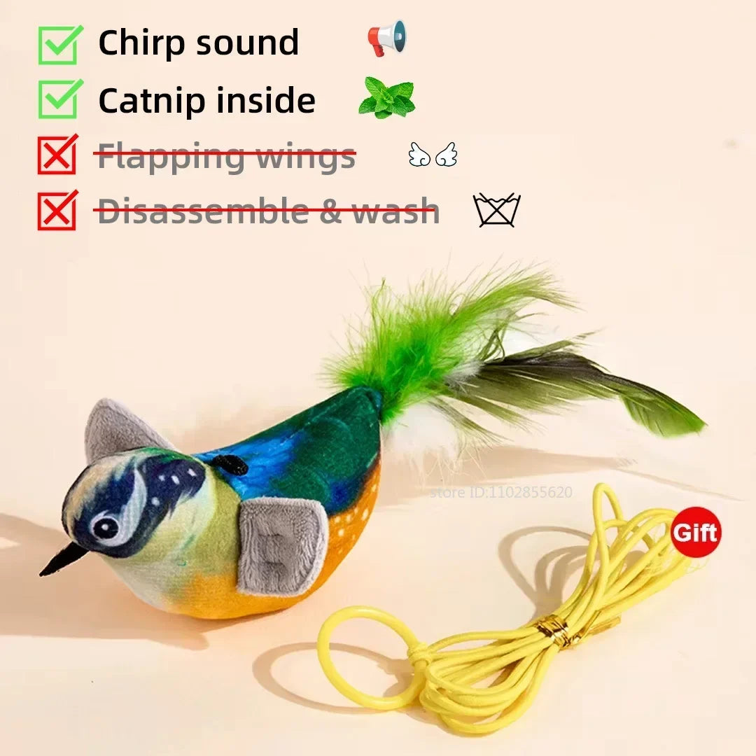 Plush Simulated Bird Cat Toy Interactive Dog Rechargeable Chirping – 6 Colors
