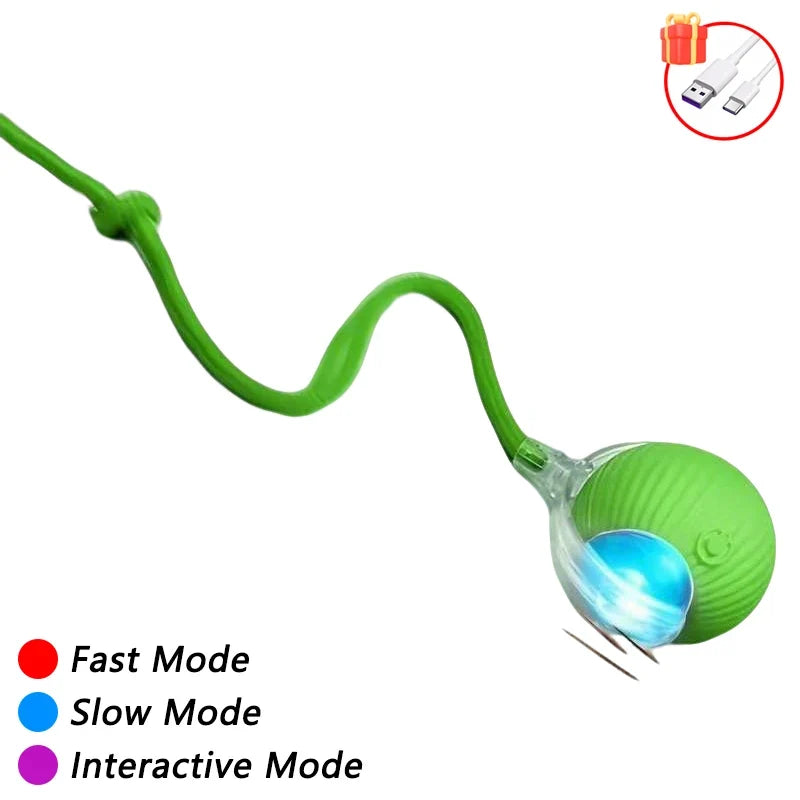 Rechargeable Auto Interactive Cat Ball with Faux Tail Wireless – 5 Colors
