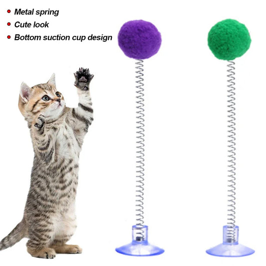 Random Color Cat Feather Spring Ball Toy - ProPawPet.com