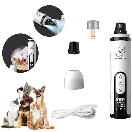 Electric Pet Nail Grinder with LED Light Cat & Dogs Clippers, Rechargeable
