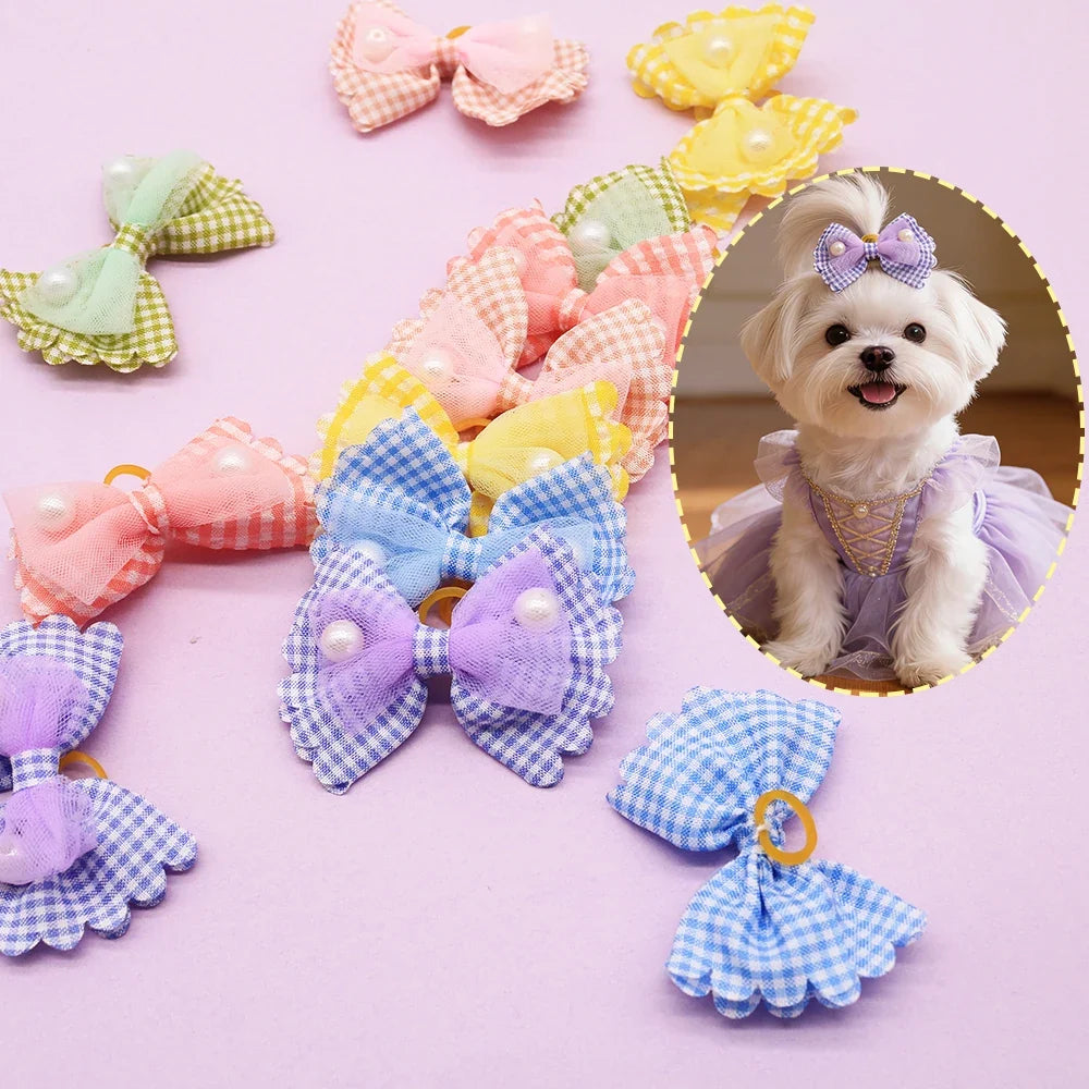 50/100PCS Puppy Bows With Rubber Bands Cute - ProPawPet.com