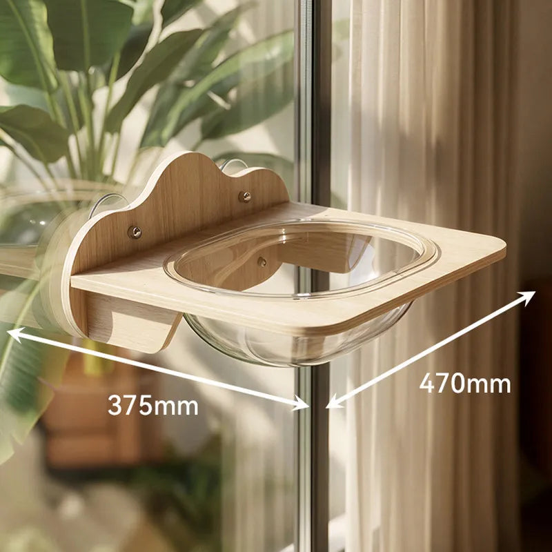 Solid Wood Cat Hanging Bed for Indoor with Suction Cups