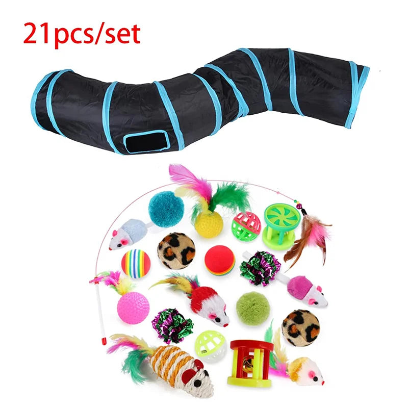 Interactive Cat Teaser Wand Plaything Self Entertainment Maze Tunnel