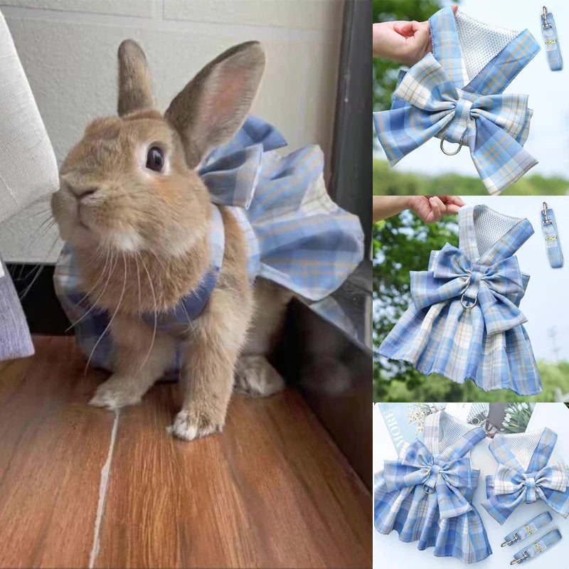 Rabbit JK Dresses and Leash Sets Mesh Plaid - ProPawPet.com