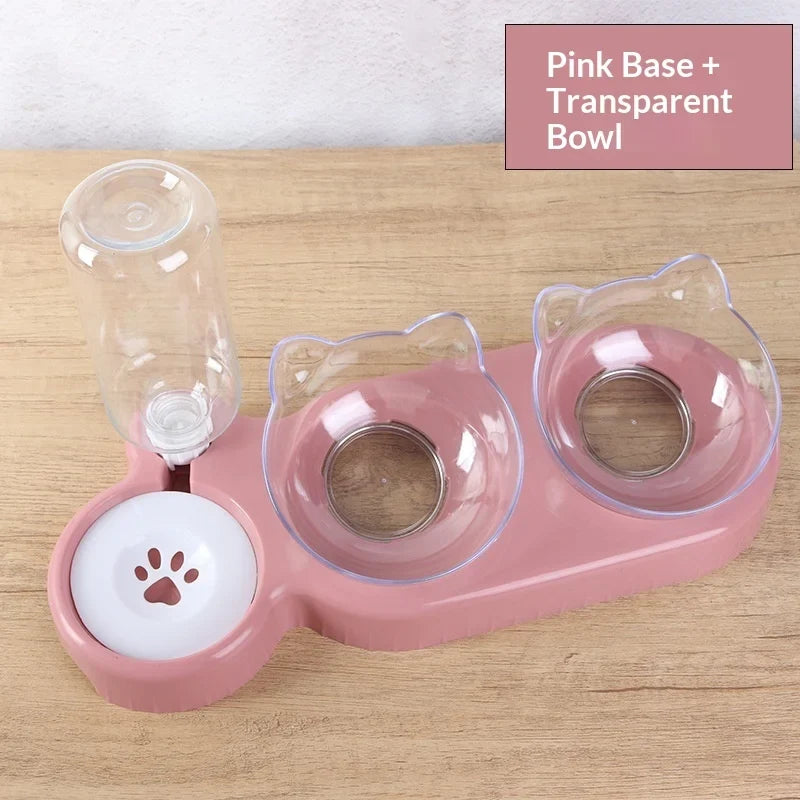 3 in 1 Anti-tip Cat Feeder Automatic Water Dispenser – Cat Supplies