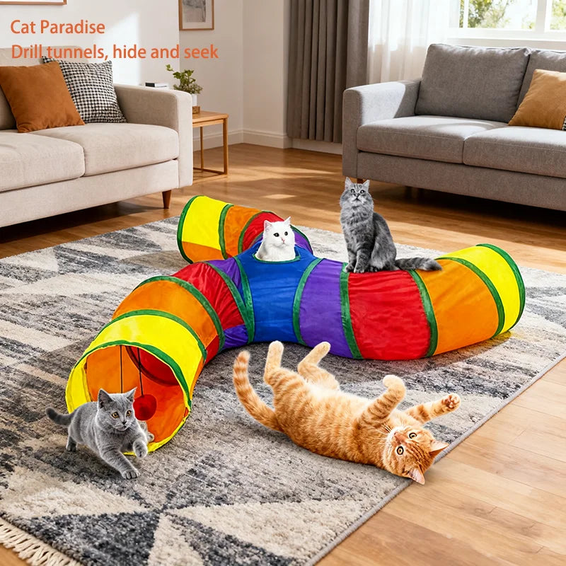 Collapsible Pet Cat Rainbow Tunnel - ProPawPet.com