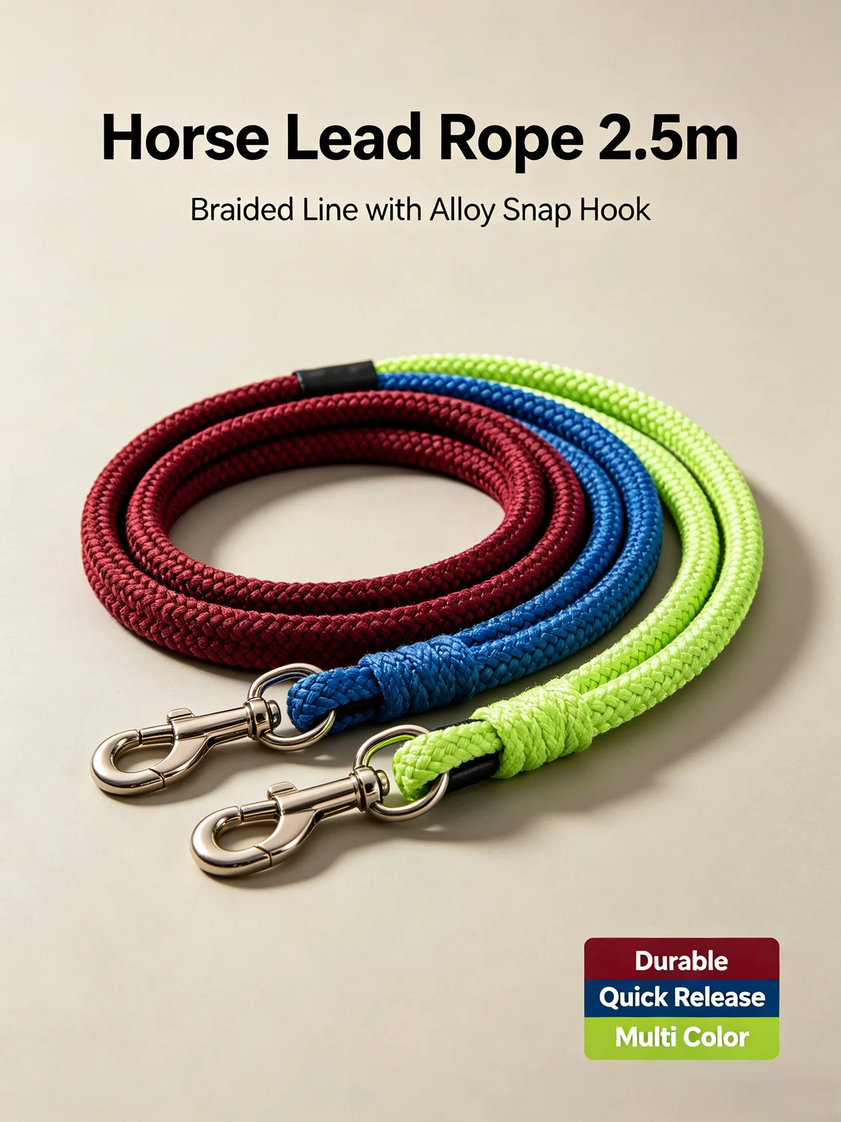 Horse Lead Rope 2.5m Nylon Braided Lead Line - ProPawPet.com
