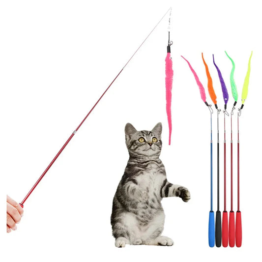 5pcs Colorful Cat Teaser Wand Rod Chase Toys - ProPawPet.com