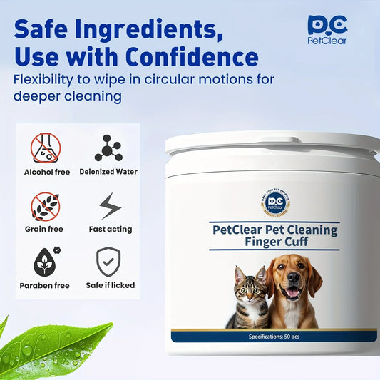PETCLEAR 50PCS Pet Grooming Finger Wipes, - ProPawPet.com