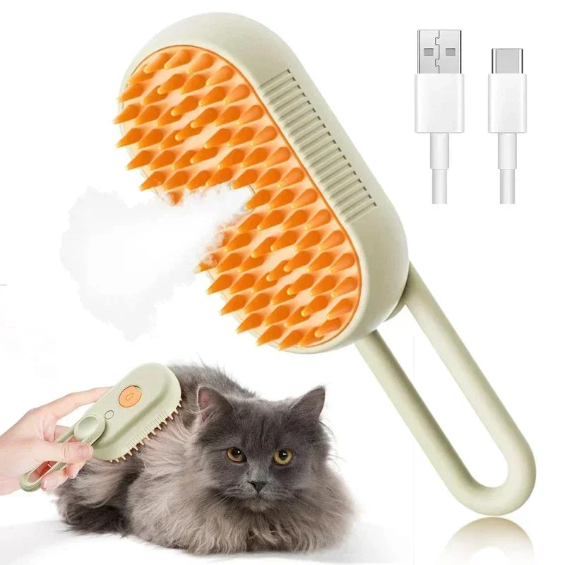 3 in 1 Cat Steam Grooming Brush Pet Spray Hair Removal Comb – 5 Colors