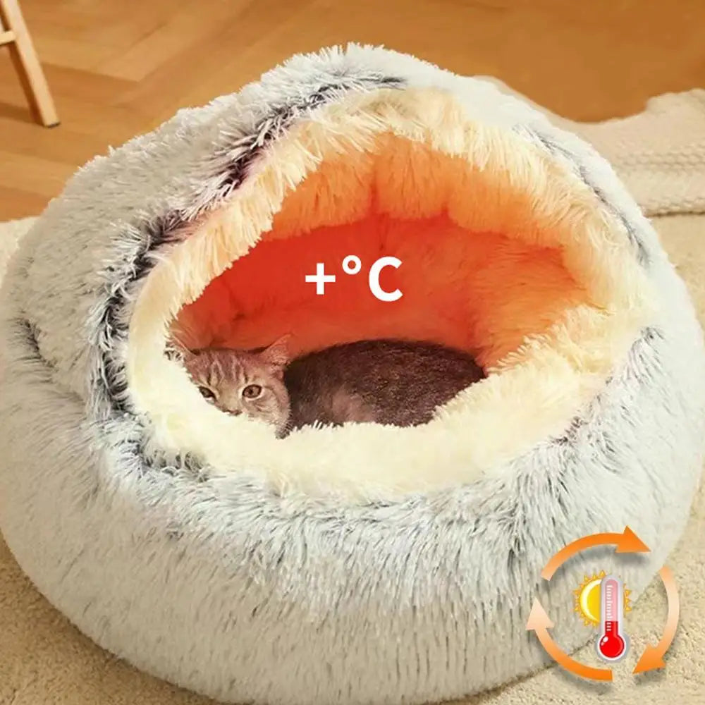 Winter Plush Cat Bed Round Pad