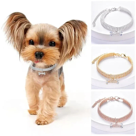 Adjustable Pet Necklace Cat Dog Crystal - ProPawPet.com