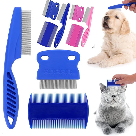 Set Dog & Cat Grooming Combs with Rounded Teeth Professional
