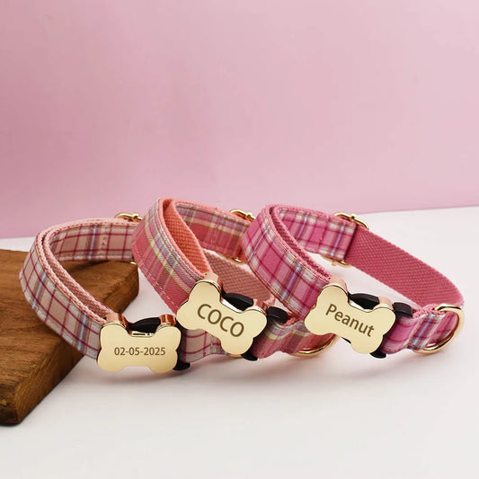 Custom Design Logo Plaid Dog Collar High - ProPawPet.com