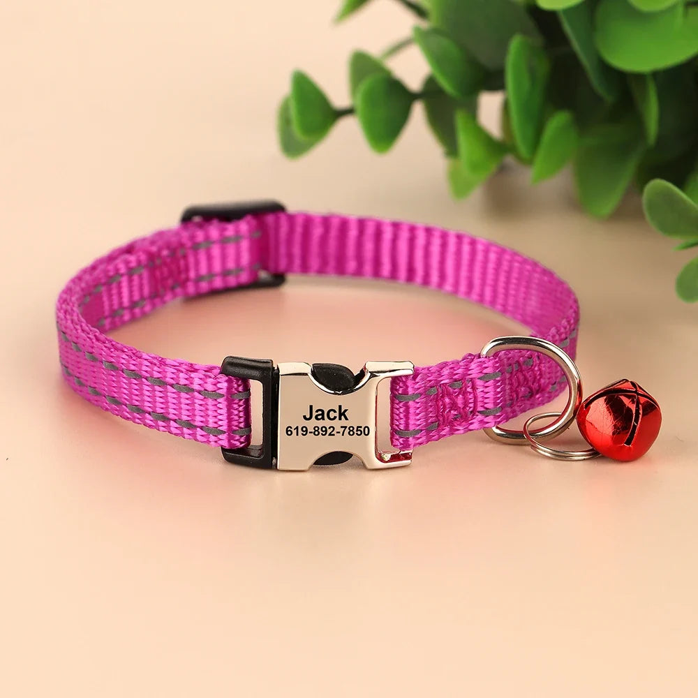 Personalized Cat Collar Reflective Nylon Dog ID – Cat Collars