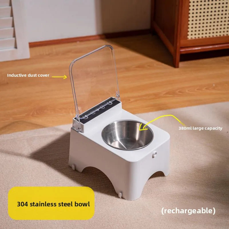 Pet Smart Infrared Sensor Open Lid Cat Bowl, Stainless Steel