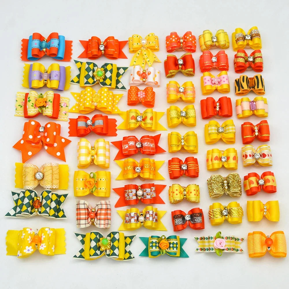 50/100pcs Handmade Pet Dog Bow Diamond Pearl - ProPawPet.com